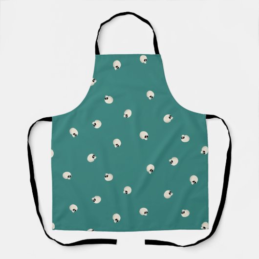 Random Niedlich Kawaii Skull Dots Mitte grün Schürze (Vorderseite)