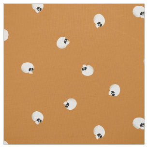 Random Niedlich Kawaii Skull Dots Orange Stoff