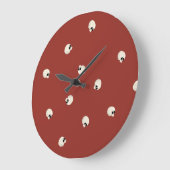 Random Niedlich Kawaii Skull Dots red Große Wanduhr (Winkel)