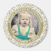 Random Number Pattern 70. Geburtstag Gold/Weiß Magnet (Vorne)