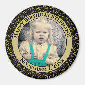 Random Number Pattern 70. Geburtstag Schwarz/Gold Magnet (Vorne)