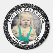Random Number Pattern 70. Geburtstag Schwarz/Weiß Magnet (Vorne)