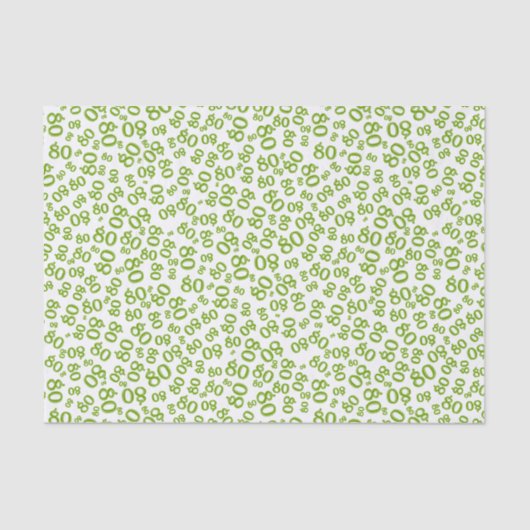 Random Number Pattern des 80. grünen/weißen Party Seidenpapier (Vorderseite)