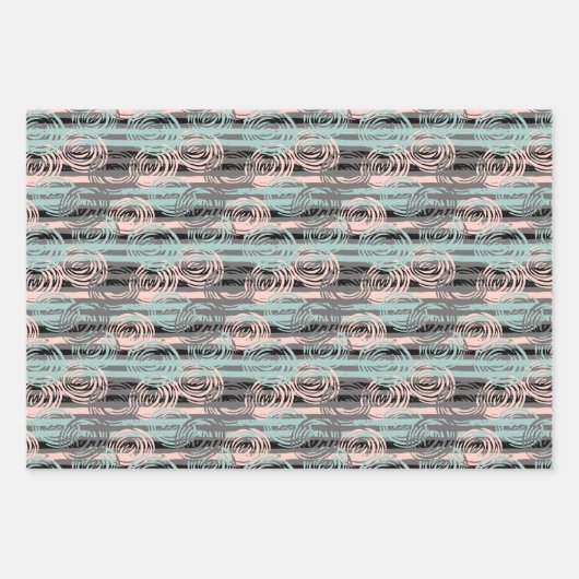 Random Painted Pastel Rose Streifen Geschenkpapier Set (Vorderseite)