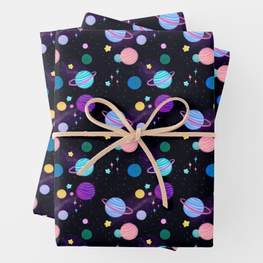 Random Painted Planets Stars Suns Astrologie Geschenkpapier Set (Beispiel)