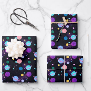 Random Painted Planets Stars Suns Astrologie Geschenkpapier Set