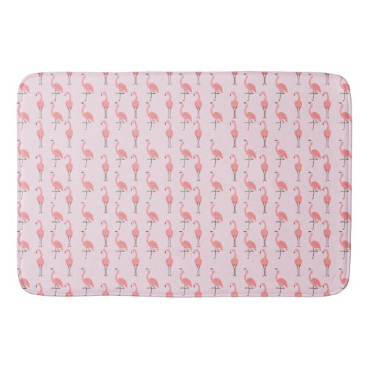 Random Pink Flamingo Bird Muster Badematte (Vorderseite)