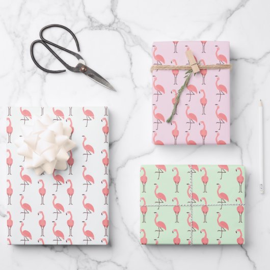 Random Pink Flamingo Bird Muster Geschenkpapier Set (Vorderseite)