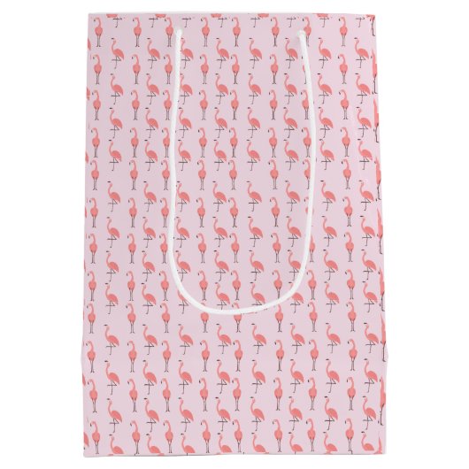 Random Pink Flamingo Bird Muster Mittlere Geschenktüte (Rückseite)