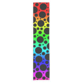 Random Polka Dots - Schwarz auf Regenbogen Kurzer Tischläufer (Vorderseite)