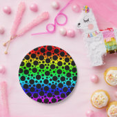 Random Polka Dots - Schwarz auf Regenbogen Pappteller (Party)
