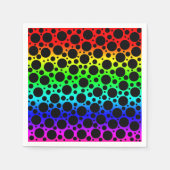 Random Polka Dots - Schwarz auf Regenbogen Serviette (Vorderseite)