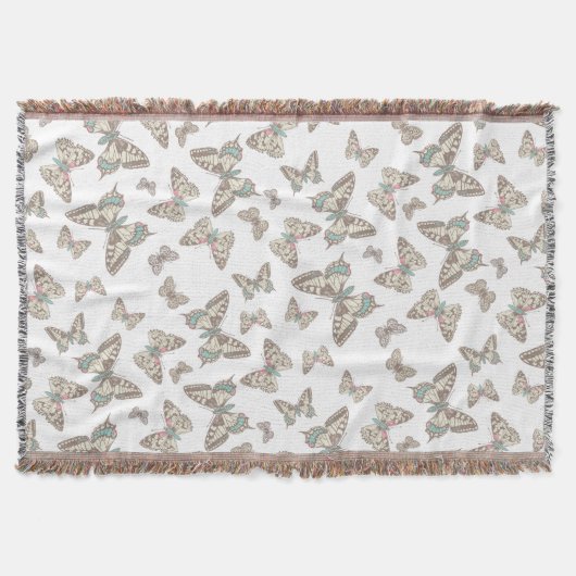 Random-Schmetterlinge im weißen Farbmuster werfen Decke (Vorderseite)
