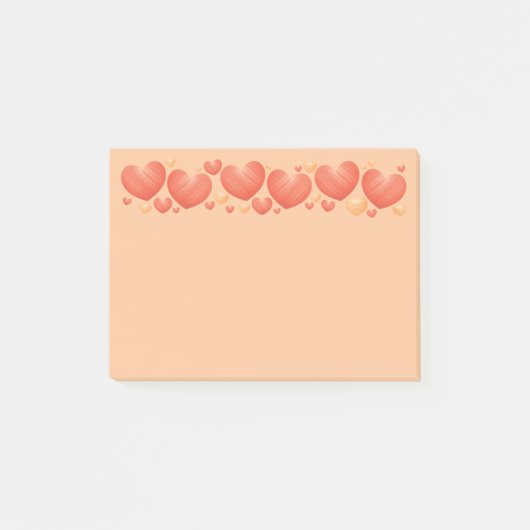 Random Sized Orange Hearts Post-it Klebezettel (Vorderseite)