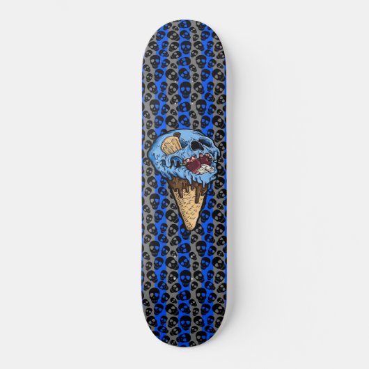 Random Skulls Blue Ice Cream Skull Gravestone Skateboard (Vorderseite)