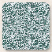 Random Spots - Dunkle Moss grün auf Weiß Getränkeuntersetzer (Vorderseite)