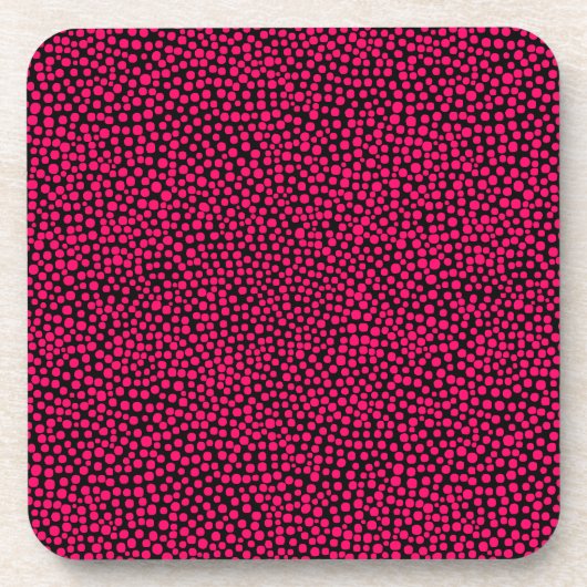 Random Spots - Neon Red auf Black Getränkeuntersetzer (Vorderseite)