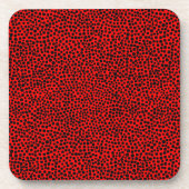 Random Spots - Schwarz auf Rot Untersetzer (Vorderseite)