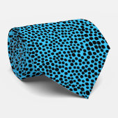 Random Spots - Schwarz auf Sky Blue Krawatte (Gerollt)