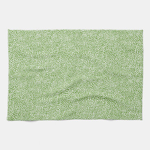 Random Spots - Weiß auf Avocado Green Handtuch