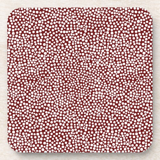 Random Spots - Weiß auf Dunkelbraun Untersetzer (Vorderseite)