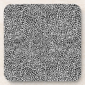 Random Spots - Weiß auf Schwarz Untersetzer (Vorderseite)