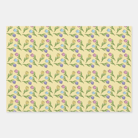 Random Spring Flowers Tulips Osterfest Geschenkpapier Set (Vorderseite 3)