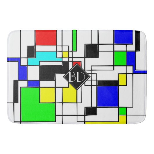 Random Squares hassen Mondrian Badematte (Vorderseite)