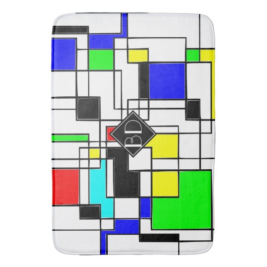 Random Squares hassen Mondrian Badematte (Vorderseite Vertikal)