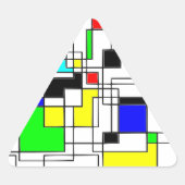 Random Squares hassen Mondrian Dreieckiger Aufkleber (Vorderseite)