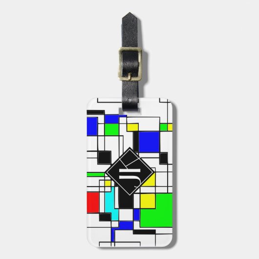 Random Squares hassen Mondrian Gepäckanhänger (Vorderseite vertikal)