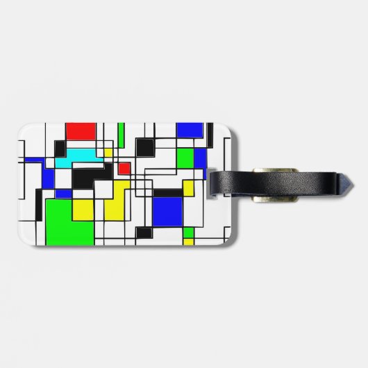 Random Squares hassen Mondrian Gepäckanhänger (Rückseite horizontal)
