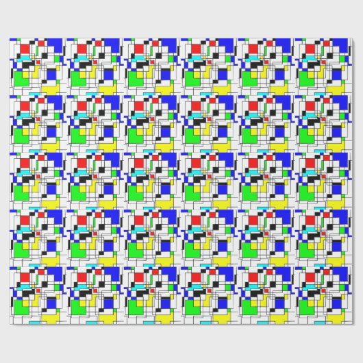 Random Squares hassen Mondrian Geschenkpapier (Flach)