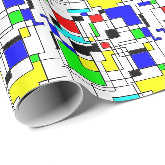Random Squares hassen Mondrian Geschenkpapier (Rolleneckpunkt)