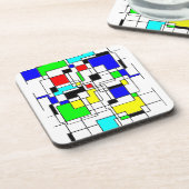 Random Squares hassen Mondrian Getränkeuntersetzer (Linke Seite)