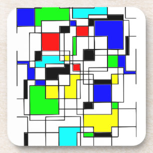 Random Squares hassen Mondrian Getränkeuntersetzer