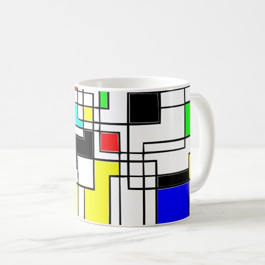 Random Squares hassen Mondrian Kaffeetasse (VorderseiteRechts)