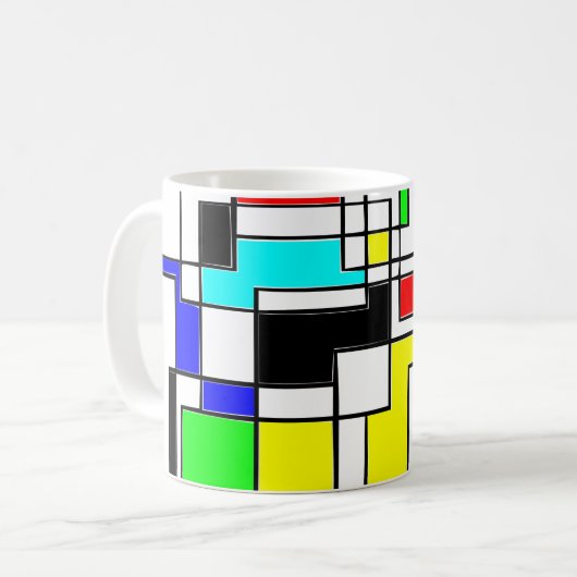 Random Squares hassen Mondrian Kaffeetasse (Vorderseite Links)