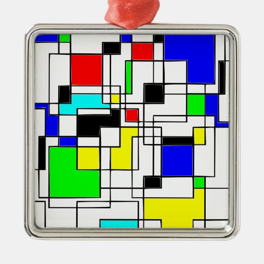 Random Squares hassen Mondrian Ornament Aus Metall (Vorne)