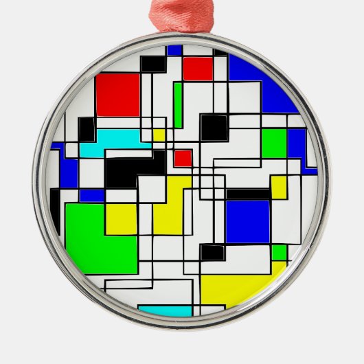 Random Squares hassen Mondrian Ornament Aus Metall (Vorne)