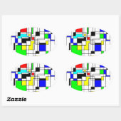 Random Squares hassen Mondrian Ovaler Aufkleber (Blatt)