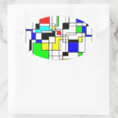 Random Squares hassen Mondrian Ovaler Aufkleber (Tasche)