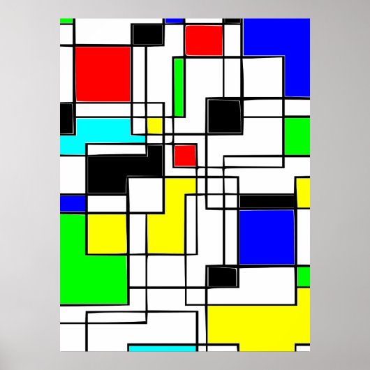Random Squares hassen Mondrian Poster (Vorne)