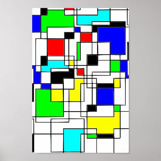 Random Squares hassen Mondrian Poster (Vorne)