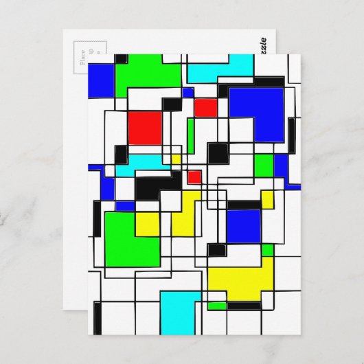 Random Squares hassen Mondrian Postkarte (Vorne/Hinten)