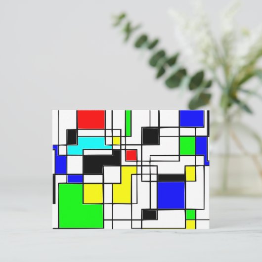 Random Squares hassen Mondrian Postkarte (Stehend Vorderseite)