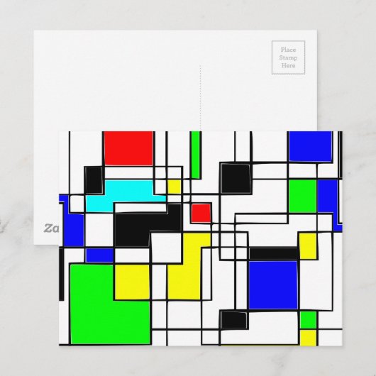 Random Squares hassen Mondrian Postkarte (Vorne/Hinten)