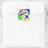 Random Squares hassen Mondrian Quadratischer Aufkleber (Tasche)
