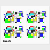 Random Squares hassen Mondrian Rechteckiger Aufkleber (Blatt)