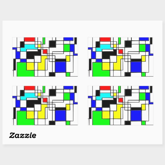 Random Squares hassen Mondrian Rechteckiger Aufkleber (Blatt)